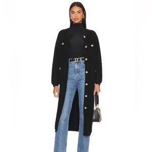 BLACK LONG CARDIGAN LINE & DOT SIZE SMALL